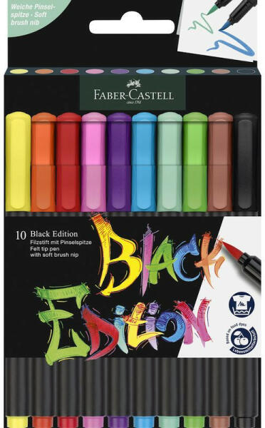 Vásárlás: Faber-Castell Black Edition színes filctoll szett 10db (116451)  Filctoll árak összehasonlítása, Black Edition színes filctoll szett 10 db  116451 boltok
