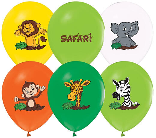 Szafari mintás latex lufi, 32cm, 5 db/cs