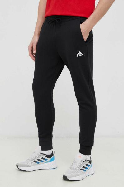 adidas pantaloni de trening din bumbac culoarea negru, neted  PPYX-SPM0CD_99X (Pantaloni trening barbati) - Preturi