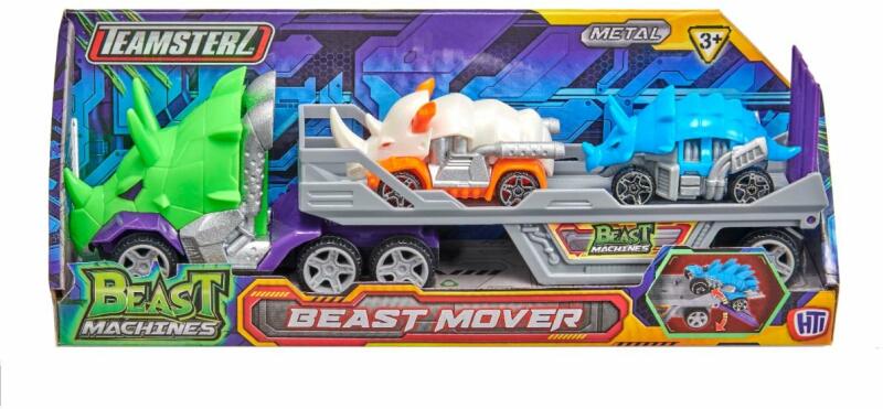 Hti Engine Transporter HTI Transportator cu 2 masini, Teamsterz Beast Machines Mover, Alb ...