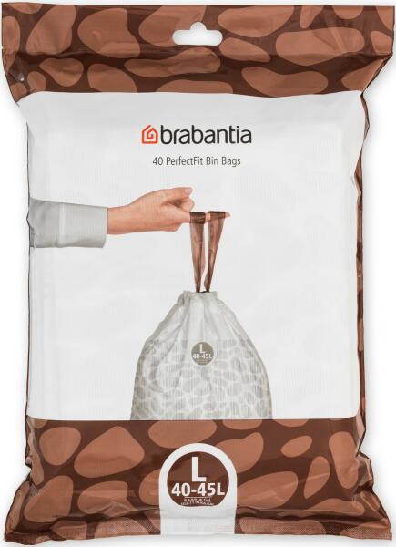 PerfectFit szemeteszsák, L méret, 40-45L, visszazárható adagoló csomag, 40 zsák/csomag - 138645 (138645)
