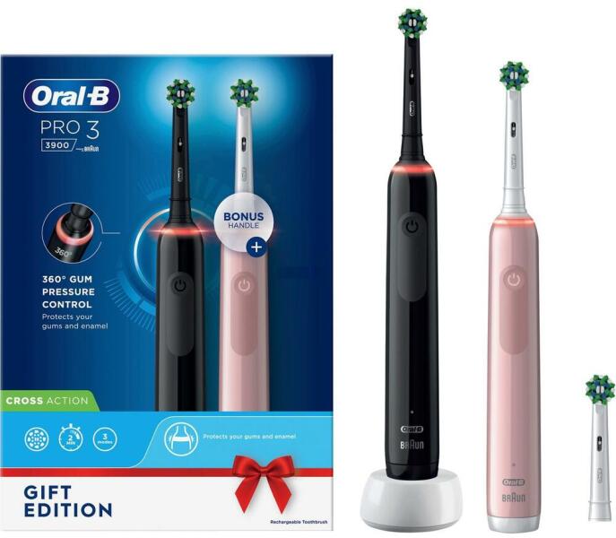 Oral-B Pro 3 3900N duo elektromos fogkefe vásárlás, olcsó Oral-B Pro 3  3900N duo elektromos fogkefe árak, akciók