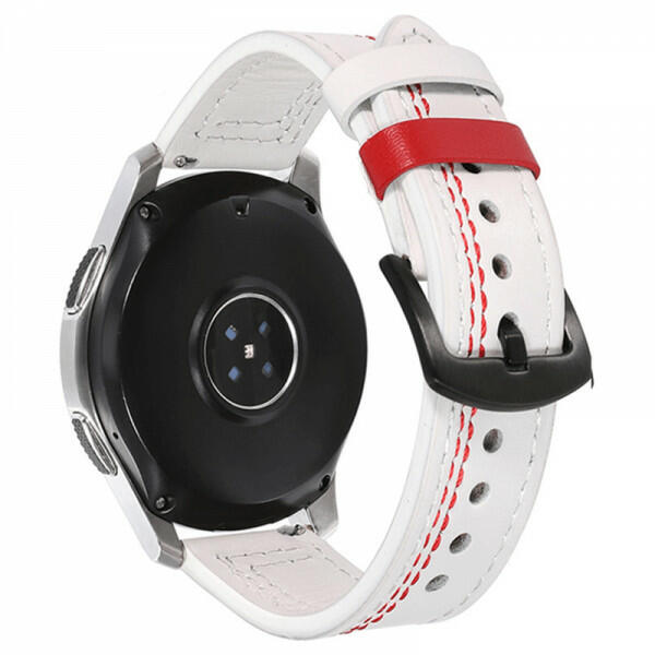 krasscom Curea ceas din piele, 22 mm, pentru Galaxy Watch 3 45mm, Gear S3  Frontier, Huawei Watch GT 3, Huawei Watch GT 2 46mm, Huawei Watch GT,  Xiaomi Mi Watch, alb-rosu (FITBAND210) (