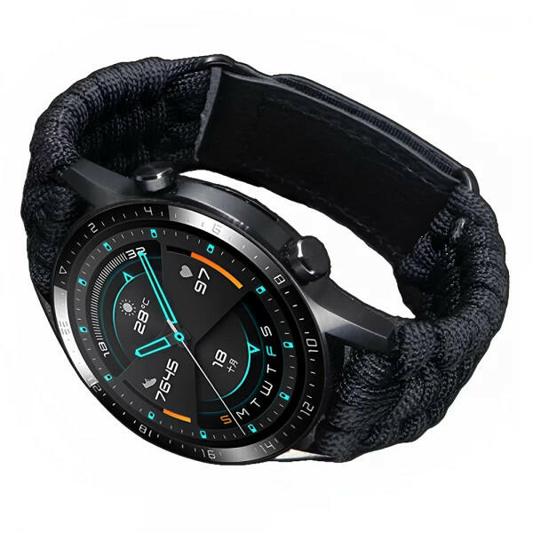 Curea ceas din nylon 22 mm pentru Galaxy Watch 3 45mm Gear S3 Frontier Huawei watch GT 3 Huawei Watch GT 2 46mm Huawei Watch GT negru