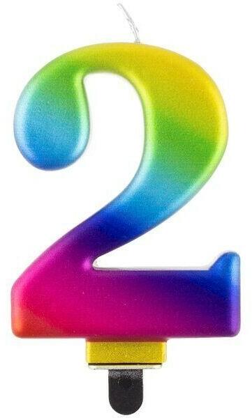 Szivárvány színű születésnapi számgyertya, 8 cm - 2 (PF-SCG2) - ejatekok