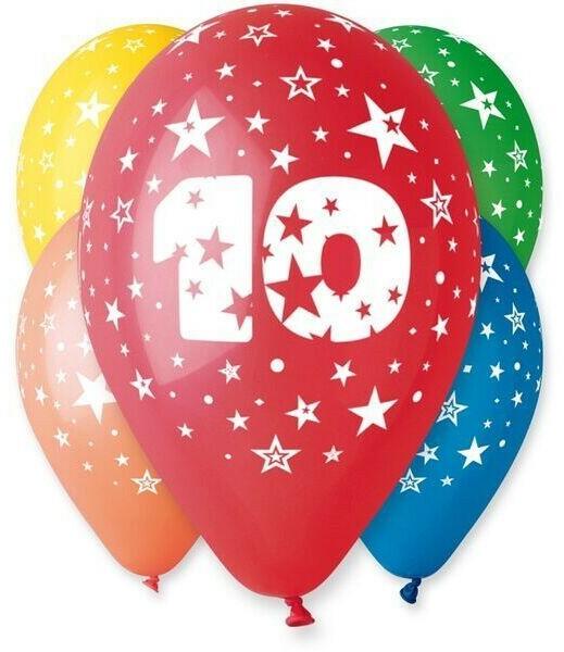 Színes számos lufi, csillagos 5 darabos - 10 (GS110/10) - ejatekok