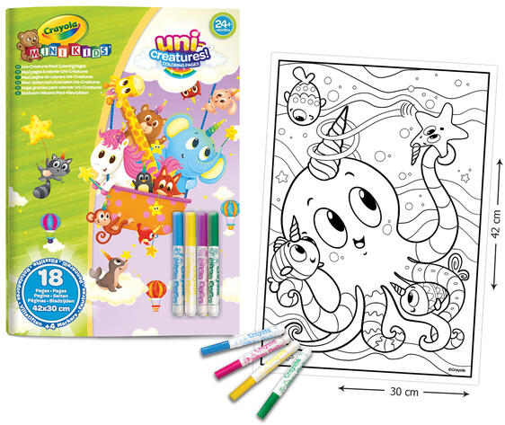 Mini Kids - Varázslatos állatok óriás kifestőlapok 4 db filctollal (25-1040)