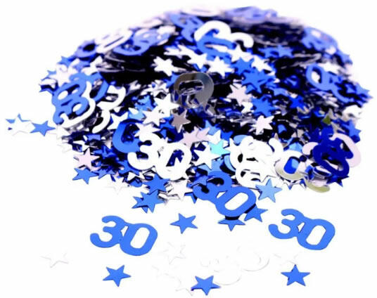 Konfetti, metál kék és ezüst, 30-as, 14 g/csomag