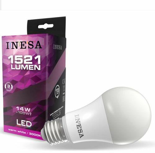 Led körte égő 14W, 1520 Lumen, 120W izzó helyett. E27 foglalat. Fejátmérő 70 mm, 3000 kelvin, meleg fehér. Nem vibrál a fénye! (LLK14WE2760610K3000)