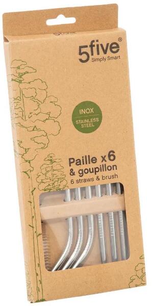 rozsdamentes acél szívószál 6 db