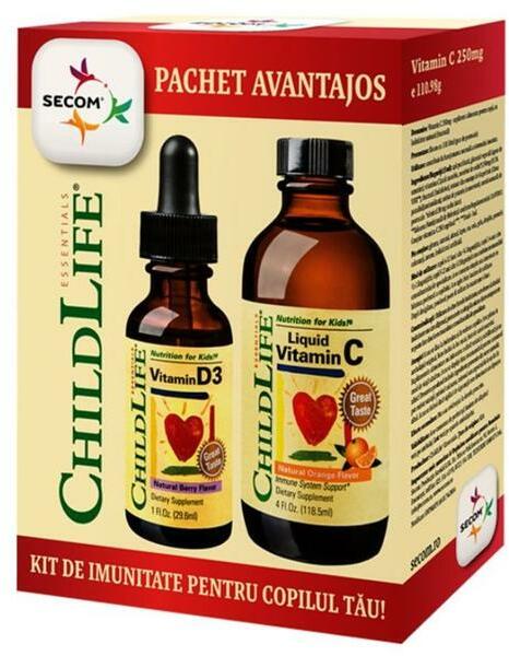 Kit de Imunitate ChildLife - Vitamina C + Vitamina D3, Secom, 1 pachet  (Suplimente nutritive) - Preturi