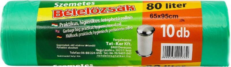 Szemeteszsák 65x95cm 10 db/roll 80 Literes