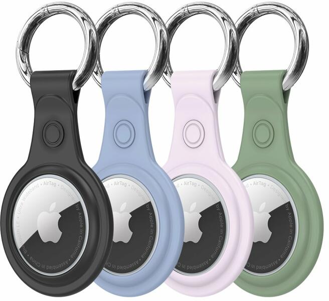 Leather Key Ring AirTag 4 pack - multicolor