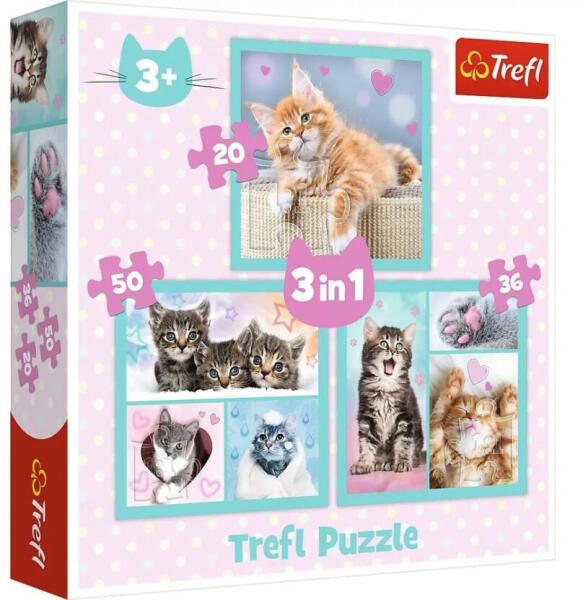 Cuki cicák 3 az 1-ben puzzle 20,36,50 db-os (34862)