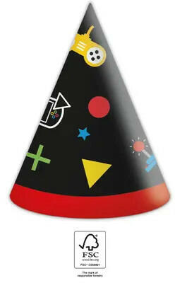 Gaming Party Parti kalap, csákó 6 db-os FSC (PNN93774) - kidsfashion