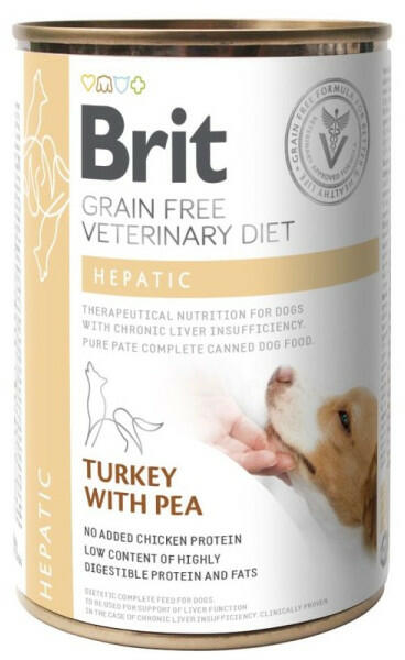 Grain Free Veterinary Diet Dog Hepatic Turkey & Peas 400 g