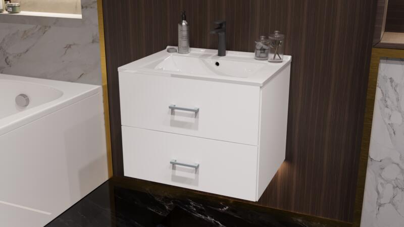 NOEL fürdőszoba szekrény + mosdóval 60 cm fehér színben - sprintbutor