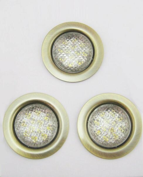 LED-06D-3X1, 0W, 3db 1, 0W LED 12V, beépíthető lámpa szett (3 db-os LED szett), LED: fehér, lámpa: antik bronz
