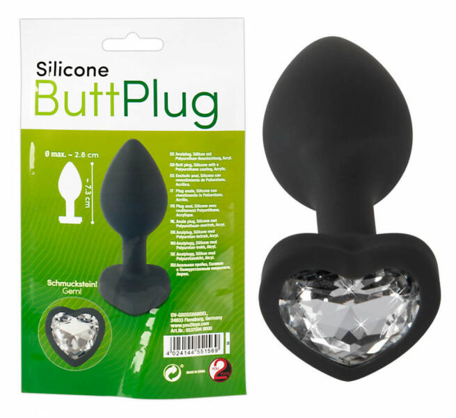 Butt Plug - fehér köves anál dildó (fekete)