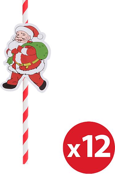 Papír szívószál, karácsony, 12 db / csomag (57603D) (57603D)