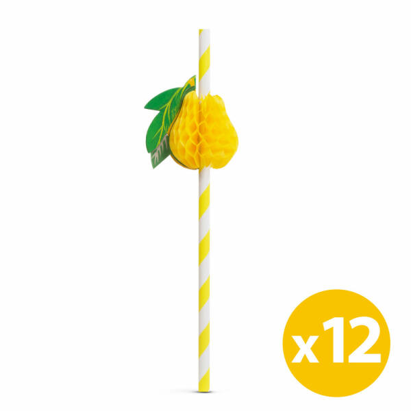 Papír szívószál - 3D gyümölcs - 197 x 6 mm - 12 db / csomag (57603B) - gardenet