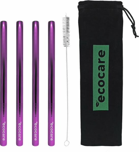 Fém szívószál Maxi 12 mm Purple 4 db-os készlet