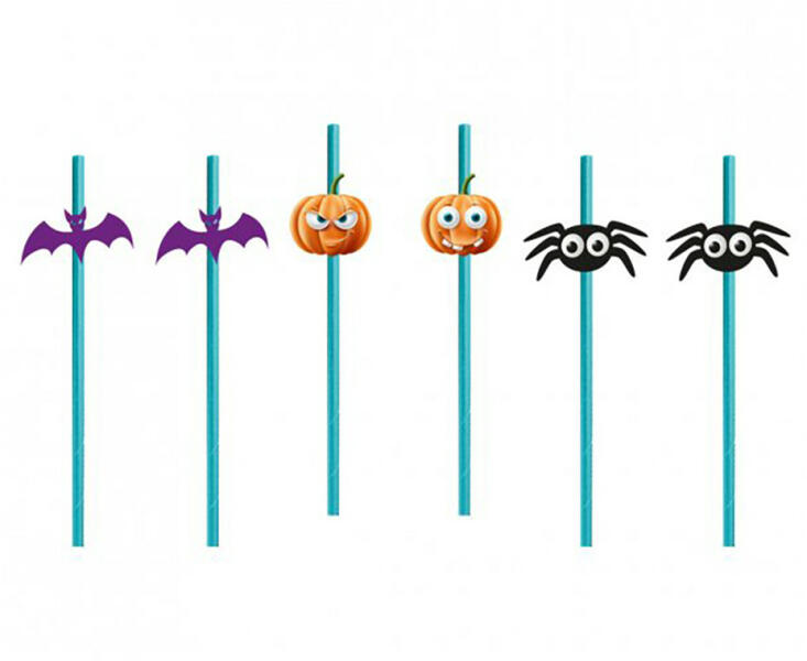 6 darabos papír szívószál - Halloween - Csokit vagy csalunk
