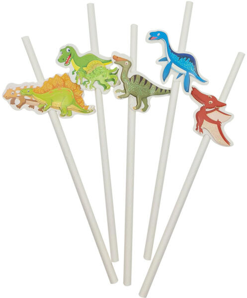 5 darabos papír szívószál - Dinoszauruszok