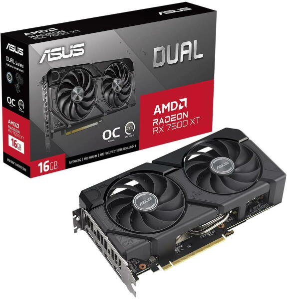 Radeon RX 7600 XT DUAL OC 16GB GDDR6 128bit (DUAL-RX7600XT-O16G/90YV0K21-M0NA00)