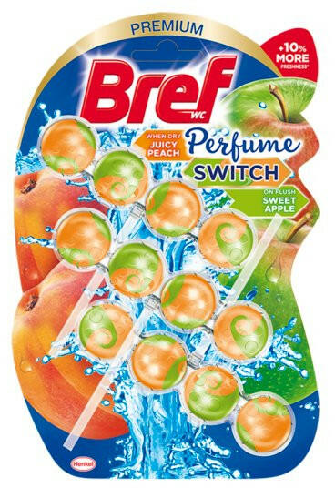 WC illatosító - Bref 3x50g Perfume Switch Green Apple-Juicy Peach