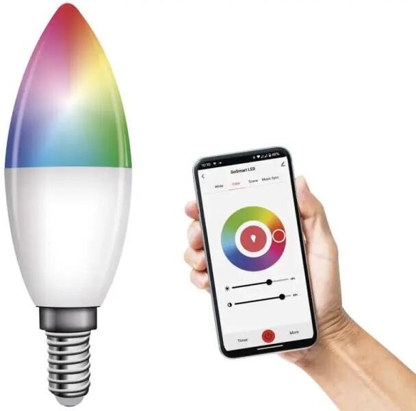 4, 8W Tuya fényerő-, szín- és színhőmérséklet-szabályozható E14 Smart LED gyertya (rgbcct) (e zqw322r rgbcct)