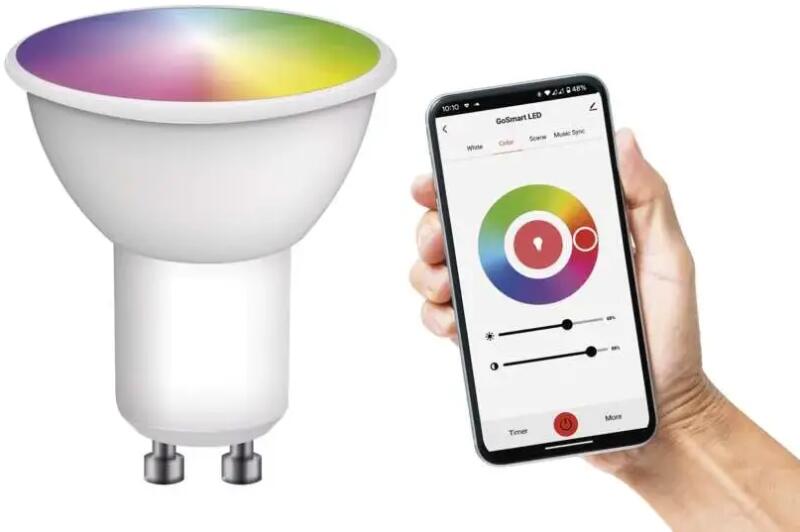 4, 8W Tuya fényerő-, szín- és színhőmérséklet-szabályozható GU10 Smart LED spot (rgbcct) (e zqw832r rgbcct)