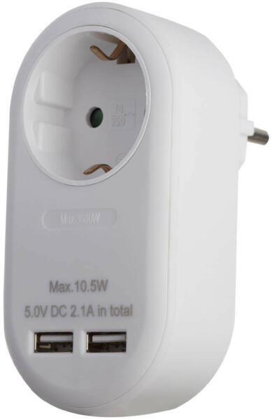 1 Plug + 2 USB (EPAG-1EE-2USB-W)
