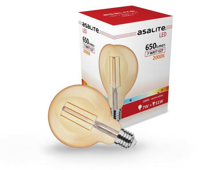 LED Izzó G95 filament E27 7W 2000K (650 lumen) (ASAL0287)
