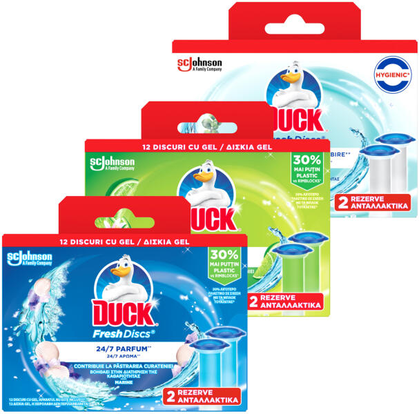 DUCK Pachet promo 3 x Duck Odorizant WC, rezerva, 12 discuri