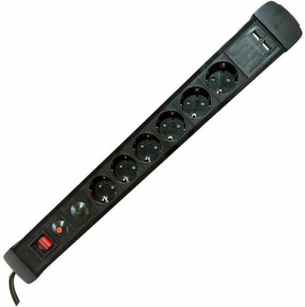 6 Plug + 2 USB 1,5 m Switch (POW0025)