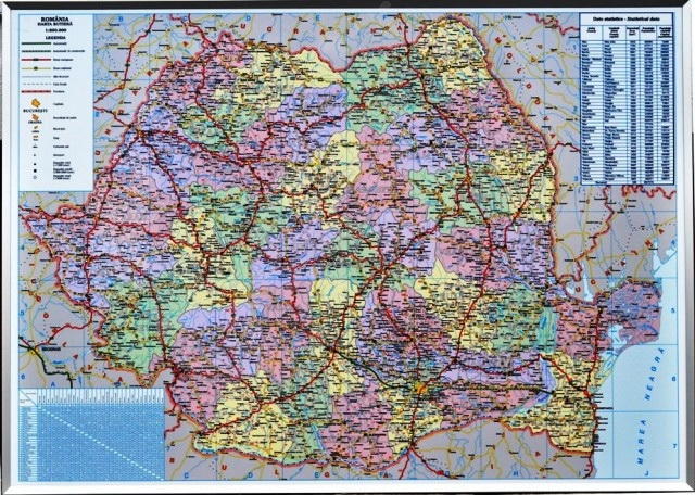 Harta magnetica, Romania, 140x100 cm (Harta de perete) - Preturi