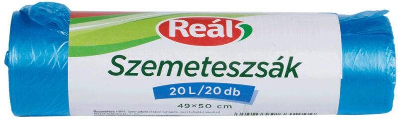 Szemeteszsák 20/25 liter 49 x 50 cm 20 db/tekercs Reál kék - bolt