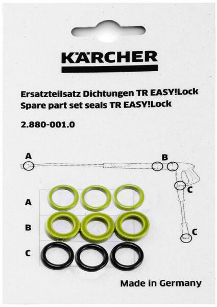 O-gyűrű tömítéskészlet Karcher HD és HDS TR Easy Lock rendszert használó magasnyomású mosóhoz (2.880-001.0)