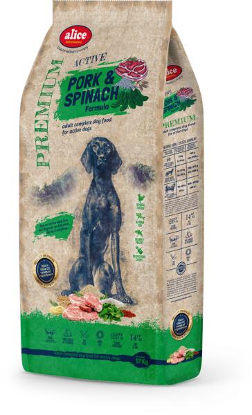 Alice Professional Adult Active pork & spinach 17 kg