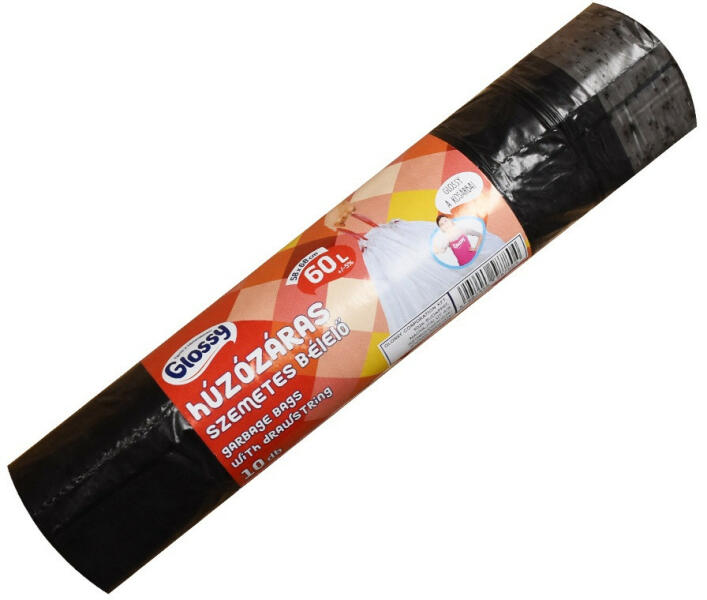 Szemeteszsák önzáró szalaggal 60 liter 58 x 68 cm 10 db/tekercs Glossy fekete - bolt