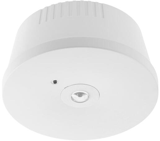 Biztonsági LED lámpatest, OGLA, 3h akku, d=124x61mm, falon kívüli, kerek, 200lm, 6400, IP20 műanyag ház (GTV-LD-OGLA3W-00) (GTV-LD-OGLA3W-00)