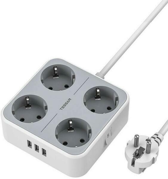 4 Plug + 3 USB 1,5 m Switch (TS-302-GR)