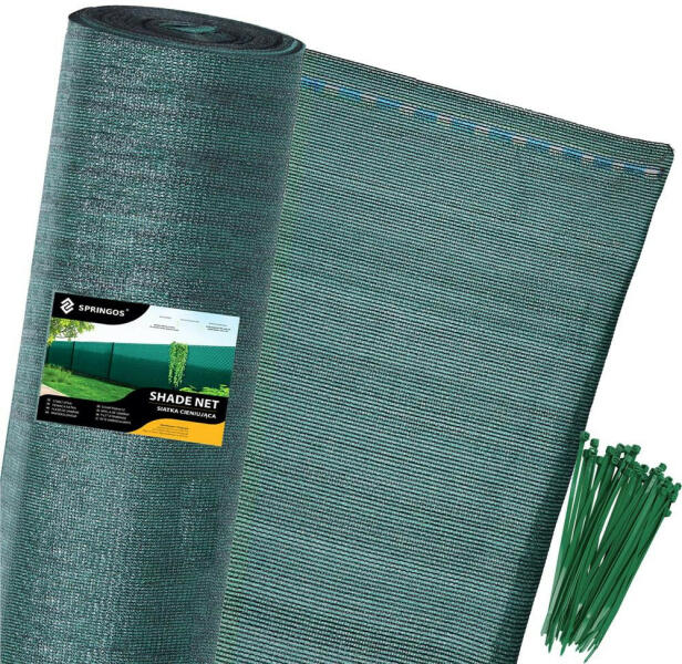 Árnyékoló háló, 90%-os, 1, 5m x 10m, zöld, 50 db. kábelkötegelő (SN0045)