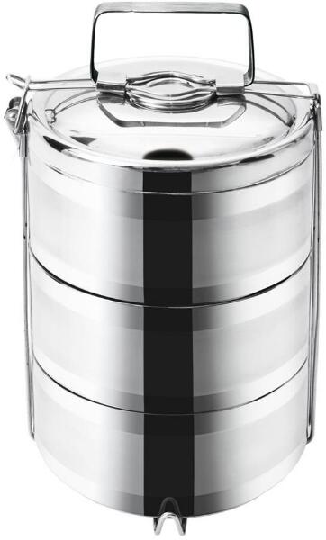 Rozsdamentes acél thermo ételhordó, háromrészes, 16 cm (120958)