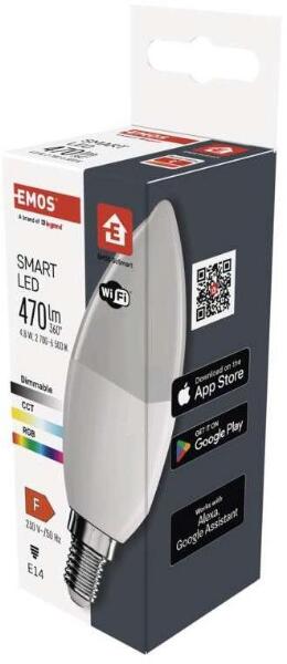 Okos LED izzó GoSmart gyertya E14 4, 8 W (40 W) 470 lm RGB dimmelhető WiFi (1525501500)