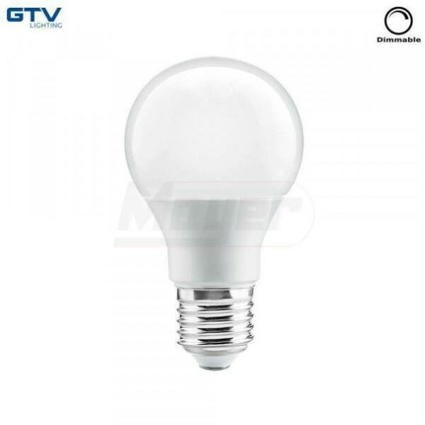 LED izzó E27 10W 820lm 4000K, normál izzó forma, dimmerelhető, opál búra, 200°, GTV (GTV-LD-SPNA60-10W)