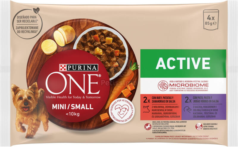 Mini/small Active beef & duck 4x85 g
