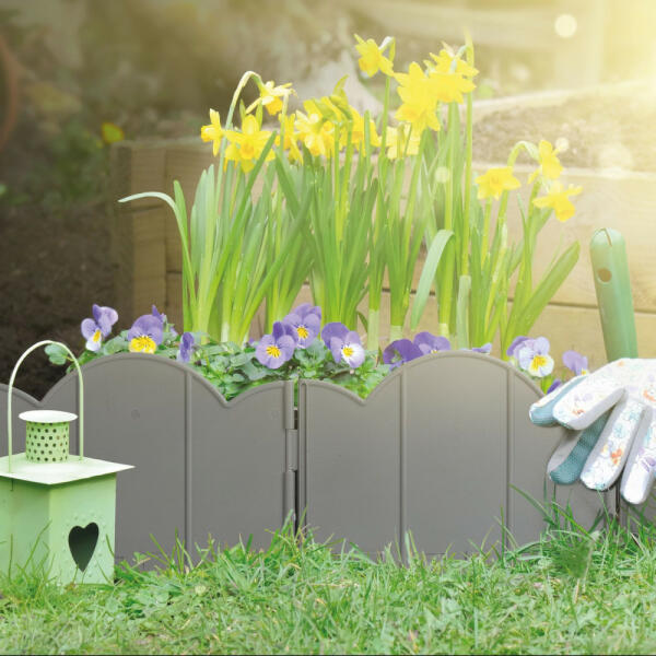 Virágágyás szegély / kerítés - 20 x 17, 5 cm - szürke - 12 db / csomag (11468M) - gardenet