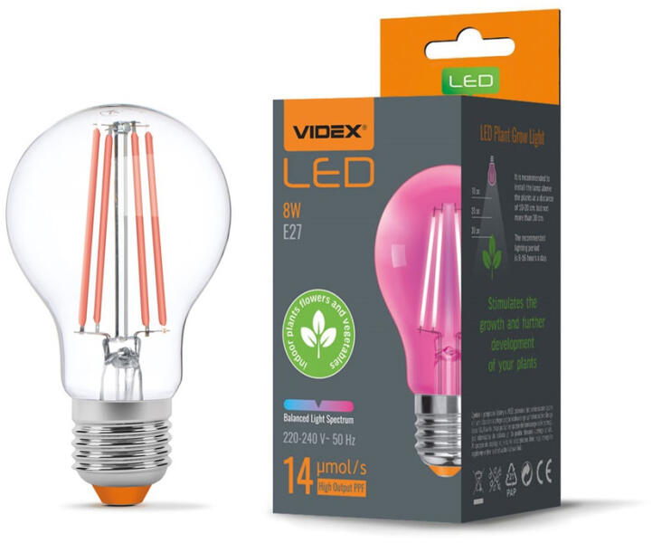 Fito Filament szálas növénynevelő Led 8 W-os, E27-es foglalattal (PRO-02617) (VLE-A60FF-08271) (4224) (VLE-A60FF-08271)